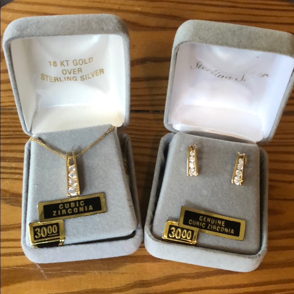 Cubic Zirconia Necklace & Earrings Set